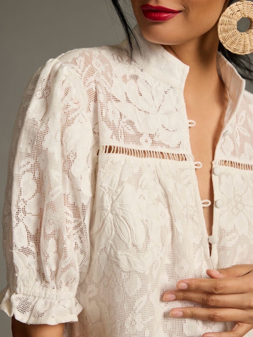 Anthropologie White Lace Mini Dress - Picture 3 of 13
